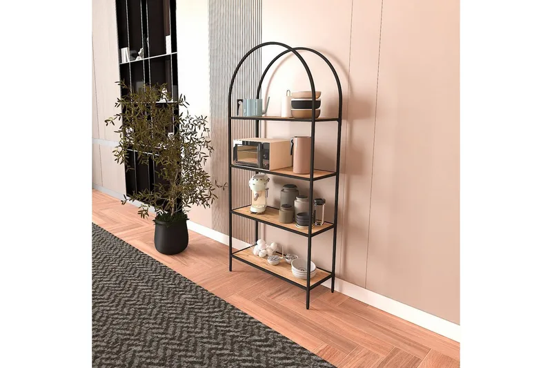 Monaia Kirjahylly 80 cm - Musta/Luonnollinen - Säilytys - Hylly - Kirjahylly