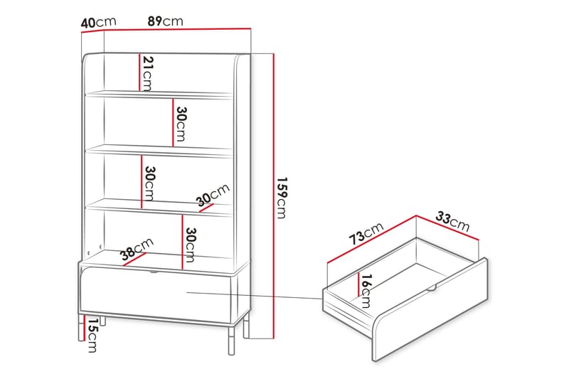 Monfort Kirjahylly 89x40 cm - Beige - Säilytys - Hylly - Kirjahylly