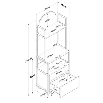 Monitoimikaappi Wallxpert Gala Shelf (70 x 205 x 40 cm) valkoinen - Valkoinen - Säilytys - Hylly - Hyllyjärjestelmä