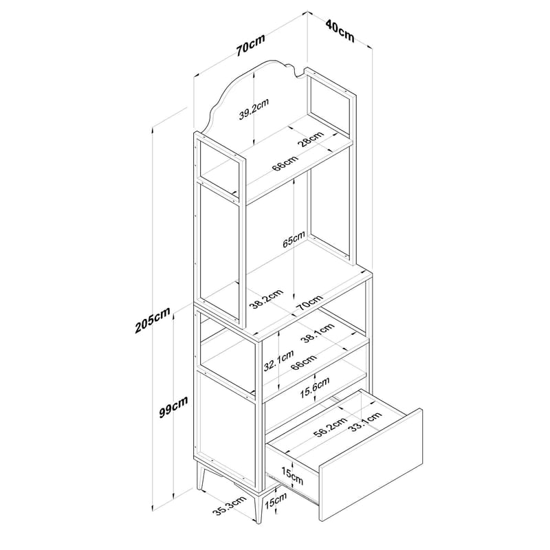 Monitoimikaappi Wallxpert Gala Shelf (70 x 205 x 40 cm) valkoinen - Valkoinen - Säilytys - Hylly - Hyllyjärjestelmä