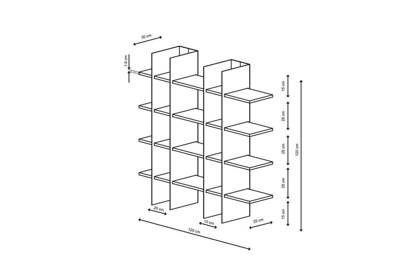 Nara Kirjahylly 120 cm - Kulta - Säilytys - Hylly - Kirjahylly