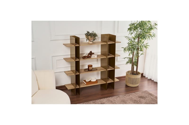 Nara Kirjahylly 120 cm - Kulta - Säilytys - Hylly - Kirjahylly