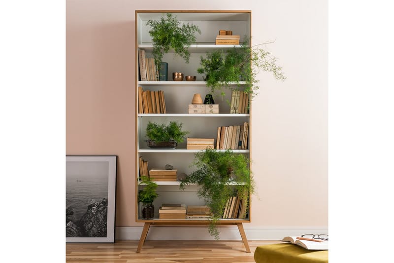 Nature kirjahylly 101 cm tammi - Valkoinen|Beige - Säilytys - Hylly - Kirjahylly