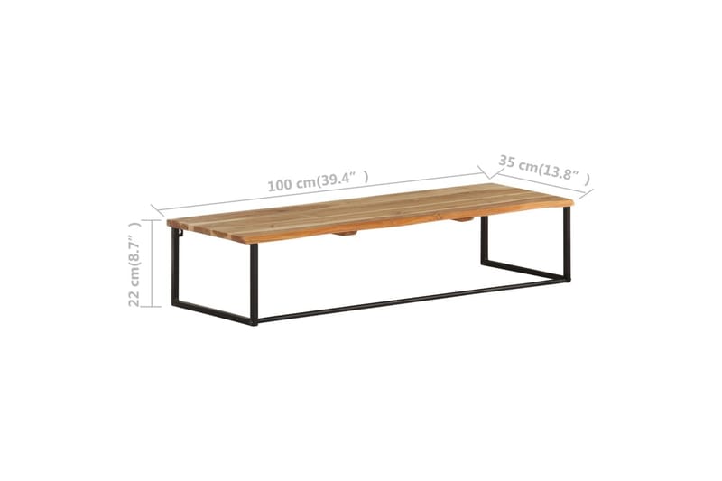 Naulakko elävillä reunoilla 100x35x22 cm täysi akaasiapuu - Ruskea - Säilytys - Hylly - Hattuhylly