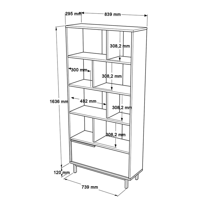 Nilena kirjahylly 83,9x175,6x29,5 cm - Tammi ja valkoinen - Säilytys - Hylly - Kirjahylly