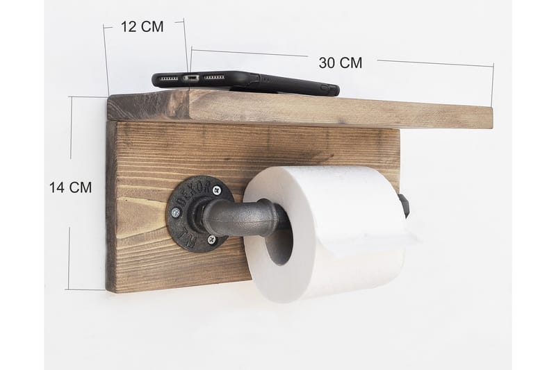 Paperiteline Valid 30 cm - Ruskea/Musta - Säilytys - Hylly - Seinähylly