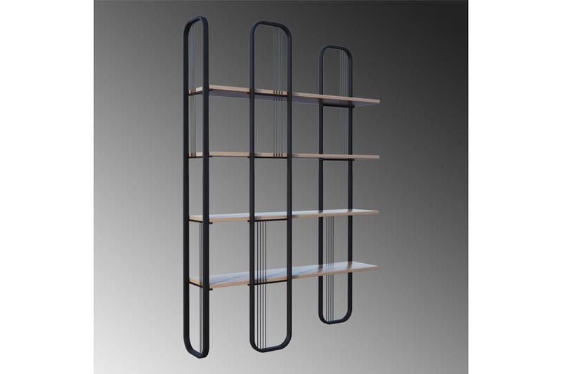 Pemu kirjahylly 125 cm metallia puulevyllä - Musta - Säilytys - Hylly - Kirjahylly