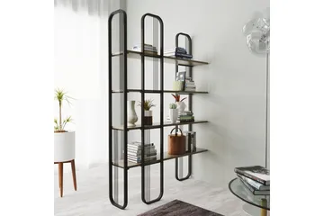 Pemu kirjahylly 125 cm metallia puulevyllä - Musta - Säilytys - Hylly - Kirjahylly