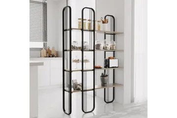 Pemu kirjahylly 125 cm metallia puulevyllä - Musta - Säilytys - Hylly - Kirjahylly