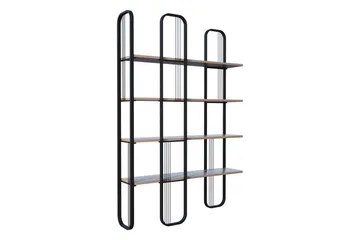 Pemu kirjahylly 125 cm metallia puulevyllä - Musta - Säilytys - Hylly - Kirjahylly
