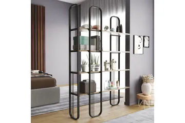 Pemu kirjahylly 125 cm metallia puulevyllä - Musta - Säilytys - Hylly - Kirjahylly