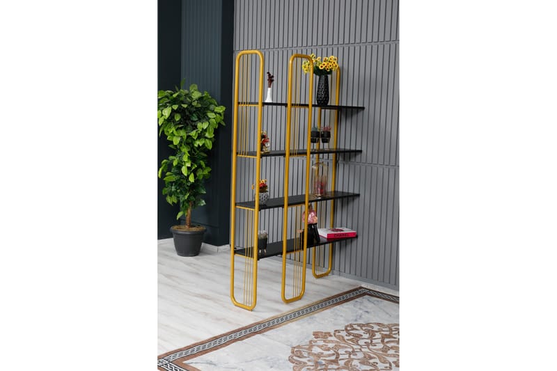 Pemu kirjahylly 125x28 cm musta/kulta - Hanah Home - Säilytys - Hylly - Kirjahylly