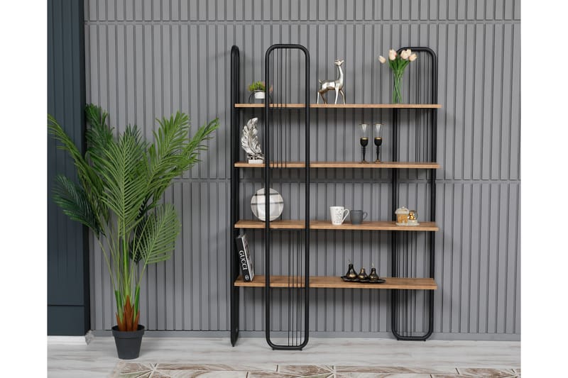 Pemu kirjahylly 125x28 cm musta/ruskea - Hanah Home - Säilytys - Hylly - Kirjahylly