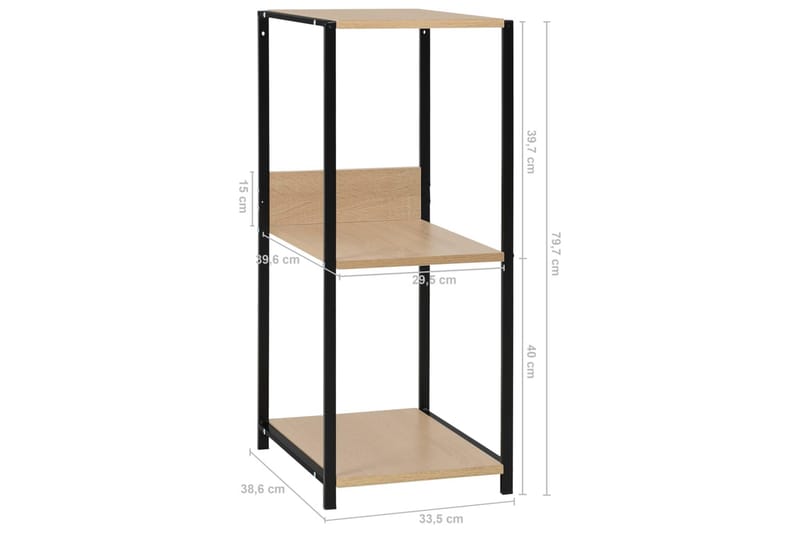 Pieni suora kirjahylly musta/tammi 33,5x39,6x79,7cm - Musta - Säilytys - Hylly - Kirjahylly
