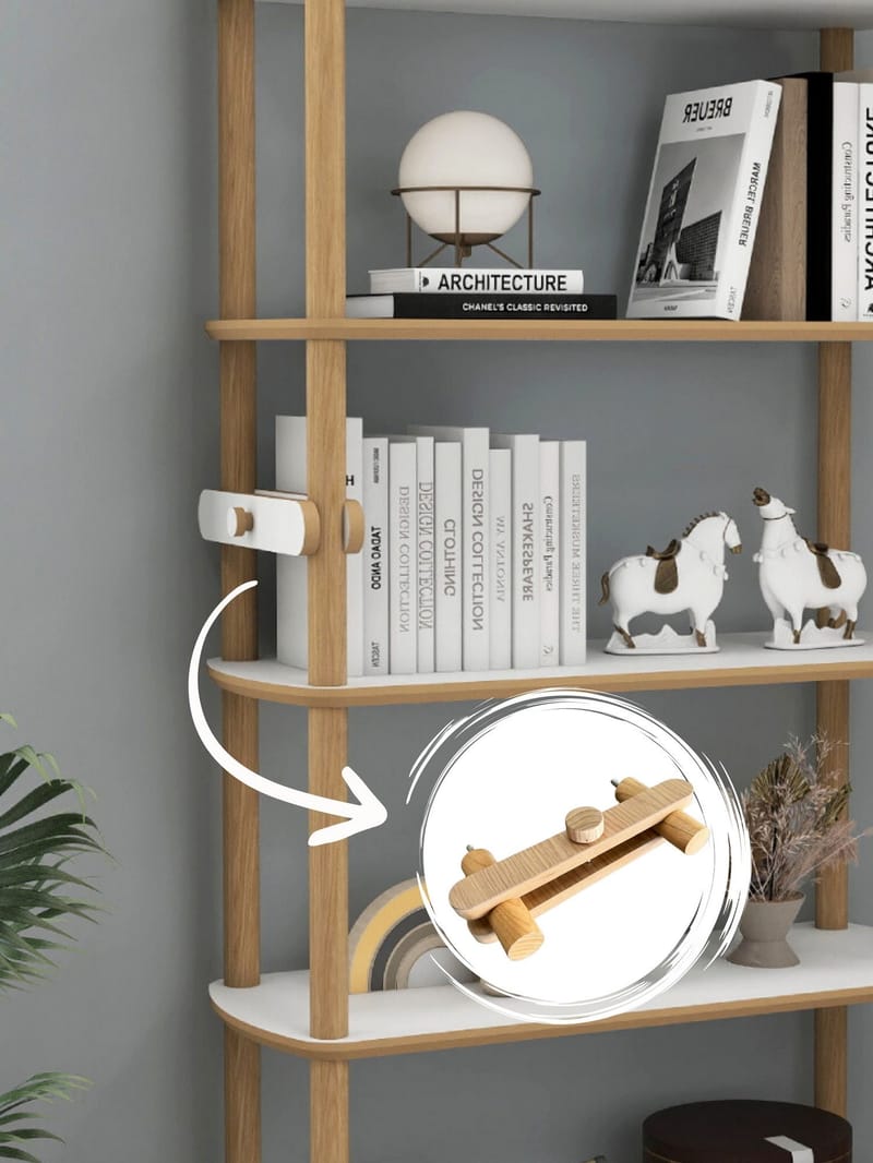 Pienk Kirjahylly 80x174 cm - Tammi ja valkoinen - Säilytys - Hylly - Kirjahylly