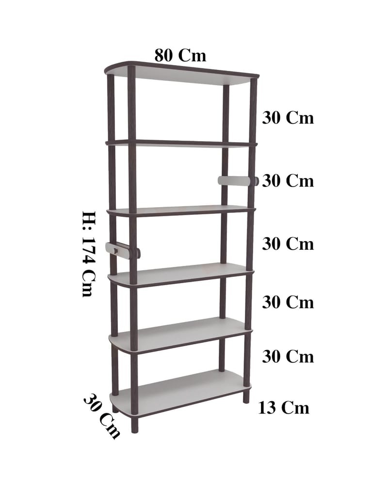 Pienk Kirjahylly 80x174 cm - Tammi ja valkoinen - Säilytys - Hylly - Kirjahylly