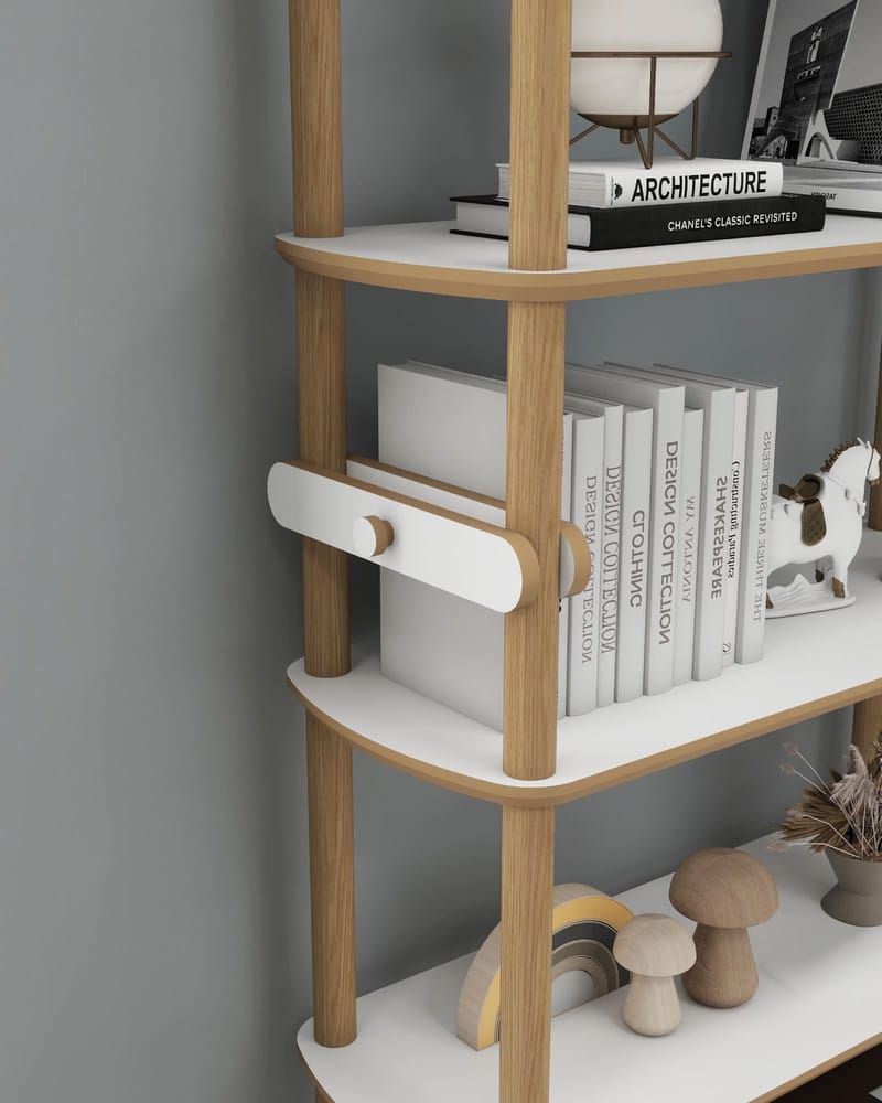 Pienk Kirjahylly 80x174 cm - Tammi ja valkoinen - Säilytys - Hylly - Kirjahylly