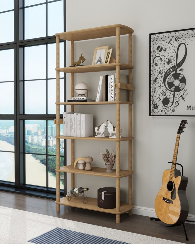 Pienk Kirjahylly 80x174 cm - Tammi - Säilytys - Hylly - Kirjahylly