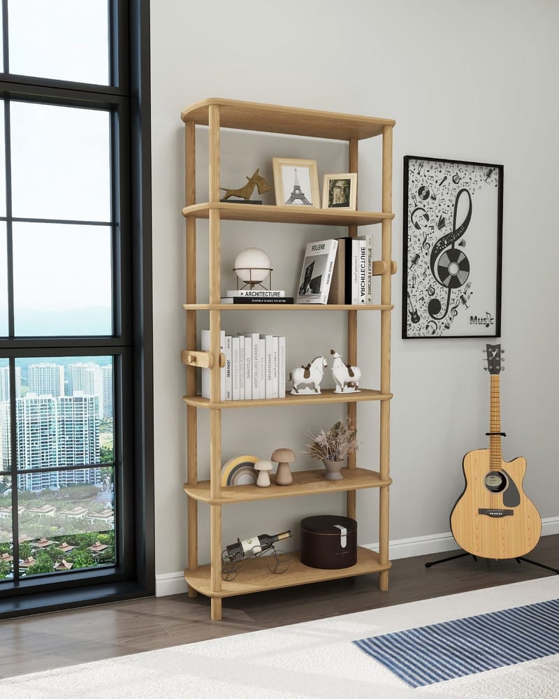 Pienk Kirjahylly 80x174 cm - Tammi - Säilytys - Hylly - Kirjahylly