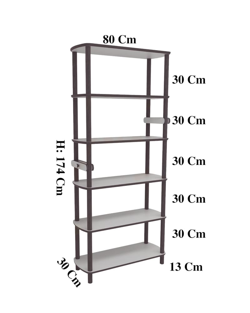 Pienk korkea kirjahylly 80 cm tammi - Ruskea - Säilytys - Hylly - Kirjahylly