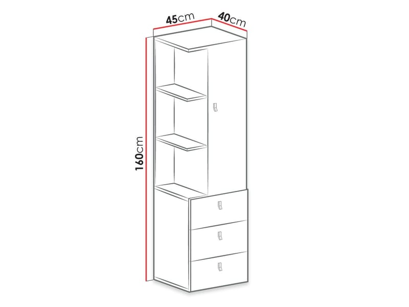 Planeta kirjahylly 45 cm puuta - Musta|Beige - Säilytys - Hylly - Kirjahylly