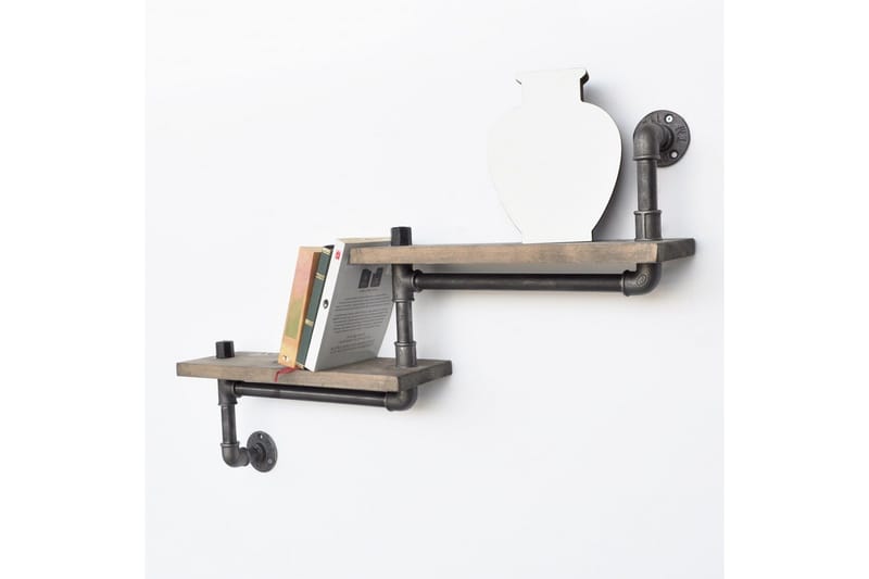 Porrashylly Arthur Putki/Puu - Musta/Puu - Säilytys - Hylly - Seinähylly