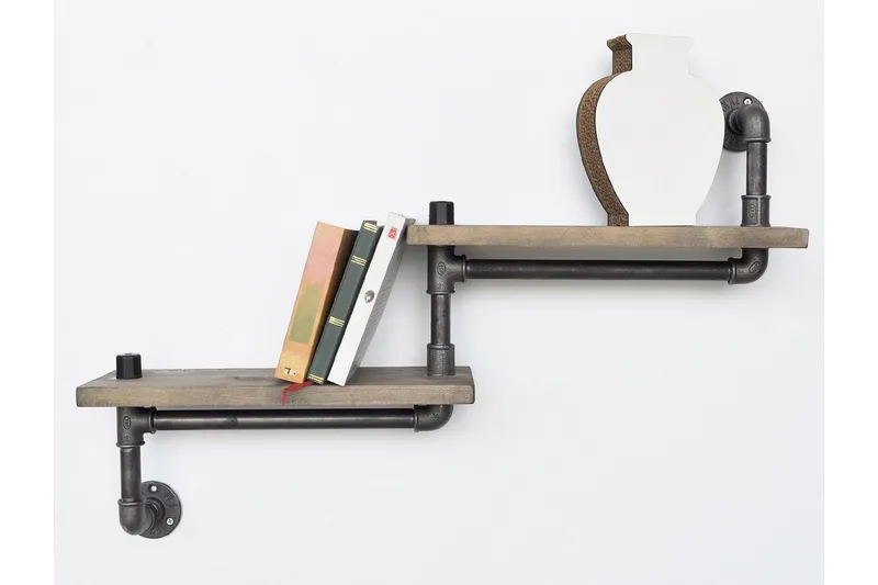 Porrashylly Arthur Putki/Puu - Musta/Puu - Säilytys - Hylly - Seinähylly