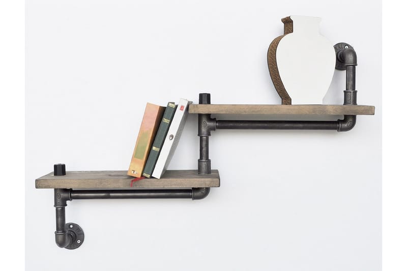 Porrashylly Arthur Putki/Puu - Musta/Puu - Säilytys - Hylly - Seinähylly