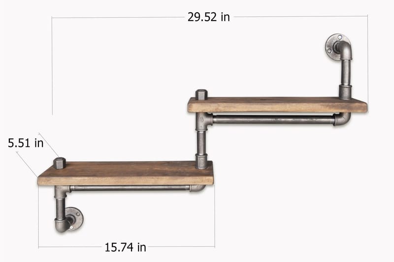 Porrashylly Arthur Putki/Puu - Musta/Puu - Säilytys - Hylly - Seinähylly