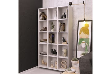 Puntoz korkea kirjahylly 90 cm maalattua puuta - Valkoinen - Säilytys - Hylly - Kirjahylly