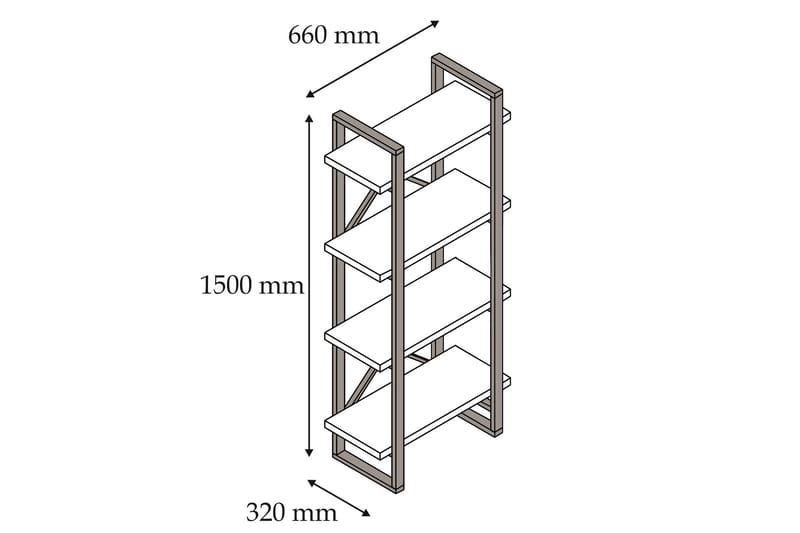 Puqa kirjahylly 66 cm pähkinä - Ruskea - Säilytys - Hylly - Kirjahylly