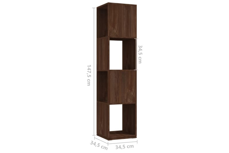 Pyörivä hylly ruskea tammi 34,5x34,5x147,5 cm lastulevy - Ruskea - Säilytys - Hylly - Kirjahylly