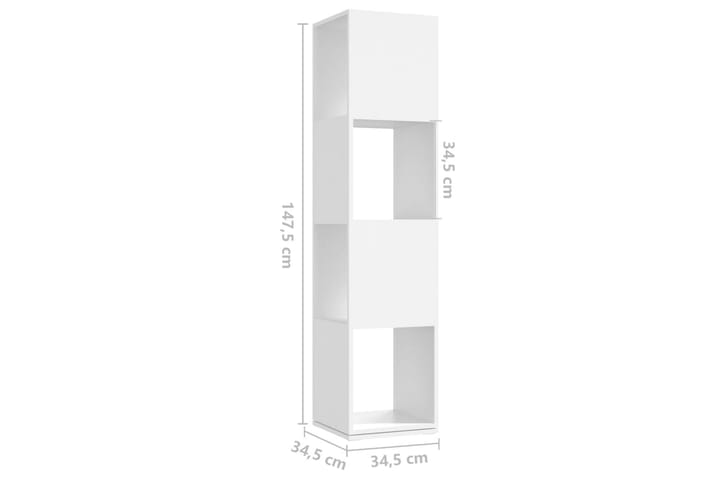 Pyörivä kaappi valkoinen 34,5x34,5x147,5 cm lastulevy - Valkoinen - Kirjahylly - Hylly
