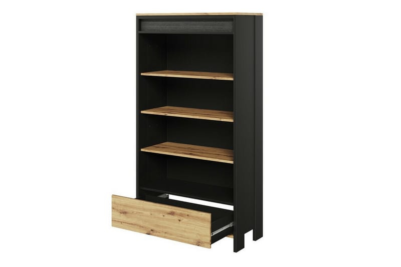 Rathmore kirjahylly 72 cm tammi - Musta - Säilytys - Hylly - Kirjahylly