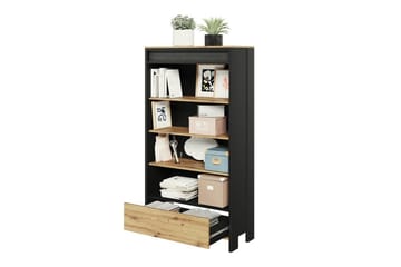 Rathmore kirjahylly 72 cm tammi - Musta - Säilytys - Hylly - Kirjahylly