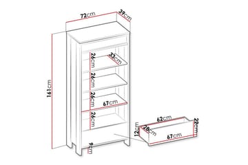 Rathmore kirjahylly 72 cm tammi - Musta - Säilytys - Hylly - Kirjahylly