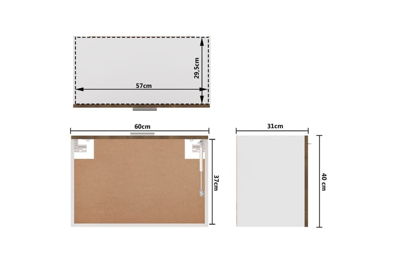 Riippuva kaappi ruskea tammi 60x31x40 cm tekninen puu - Ruskea - Seinähylly - Keittiöhylly - Hylly