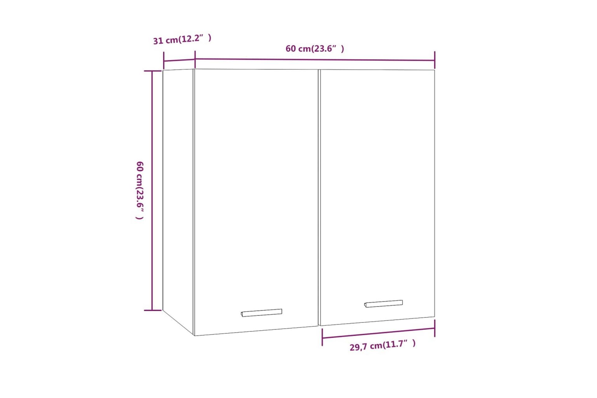 Riippuva kaappi savutammi 60x31x60 cm tekninen puu - Ruskea - Säilytys - Hylly - Seinähylly