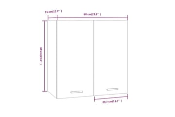 Riippuva kaappi savutammi 60x31x60 cm tekninen puu - Ruskea - Säilytys - Hylly - Seinähylly