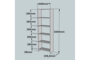 Rinorea kirjahylly 160 cm tammi - Ruskea - Säilytys - Hylly - Kirjahylly