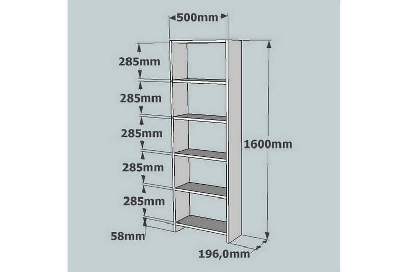 Rinorea kirjahylly 160 cm tammi - Ruskea - Säilytys - Hylly - Kirjahylly