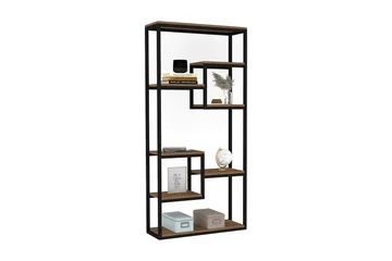 Rinorea kirjahylly 85 cm metallia puulevyllä - Musta - Säilytys - Hylly - Kirjahylly