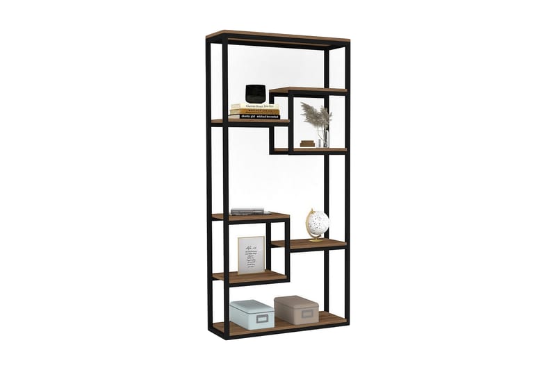Rinorea kirjahylly 85 cm metallia puulevyllä - Musta - Säilytys - Hylly - Kirjahylly