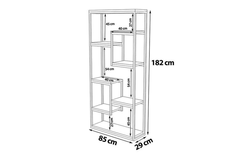 Rinorea kirjahylly 85 cm metallia puulevyllä - Musta - Säilytys - Hylly - Kirjahylly