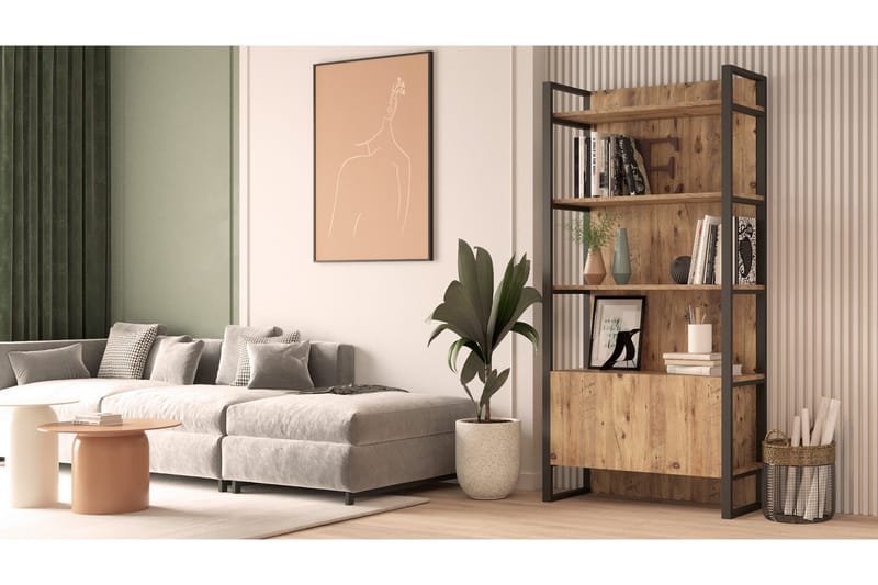 Rinorea kirjahylly 90 cm tammi - Vaaleanruskea - Säilytys - Hylly - Kirjahylly