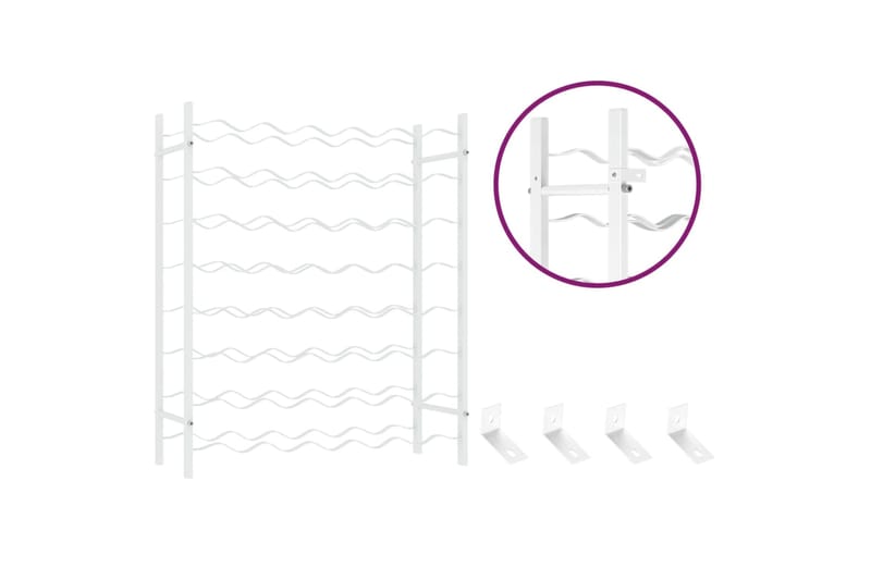 beBasic Viinipulloteline 48 pullolle valkoinen metalli - Valkoinen - Viiniteline & viinihylly
