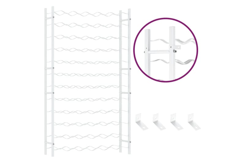 beBasic Viinipulloteline 72 pullolle valkoinen metalli - Valkoinen - Viiniteline & viinihylly