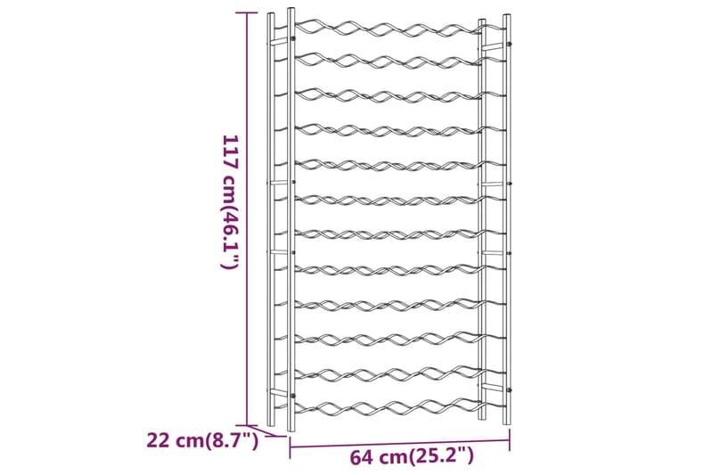 beBasic Viinipulloteline 72 pullolle valkoinen metalli - Valkoinen - Viiniteline & viinihylly