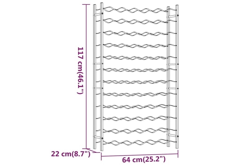 beBasic Viinipulloteline 72 pullolle kultainen metalli - Kulta - Viiniteline & viinihylly