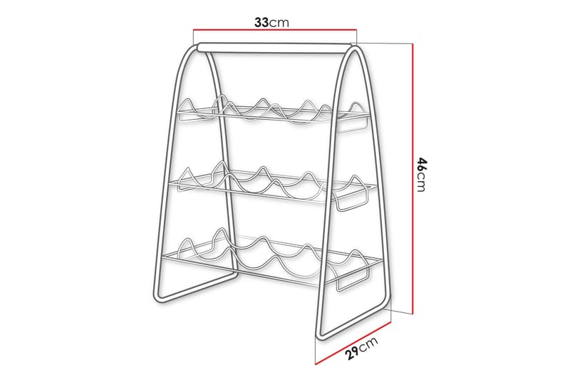 Haruaki Viiniteline 33x29 cm 46x - Musta - Säilytys - Hylly - Säilytyshylly - Viiniteline & viinihylly